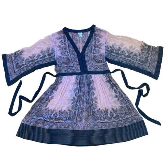 Cache Vintage Kimono Dress Sheer Unique Rare Pink and Black sz M/L Whimsigoth - Picture 10 of 10